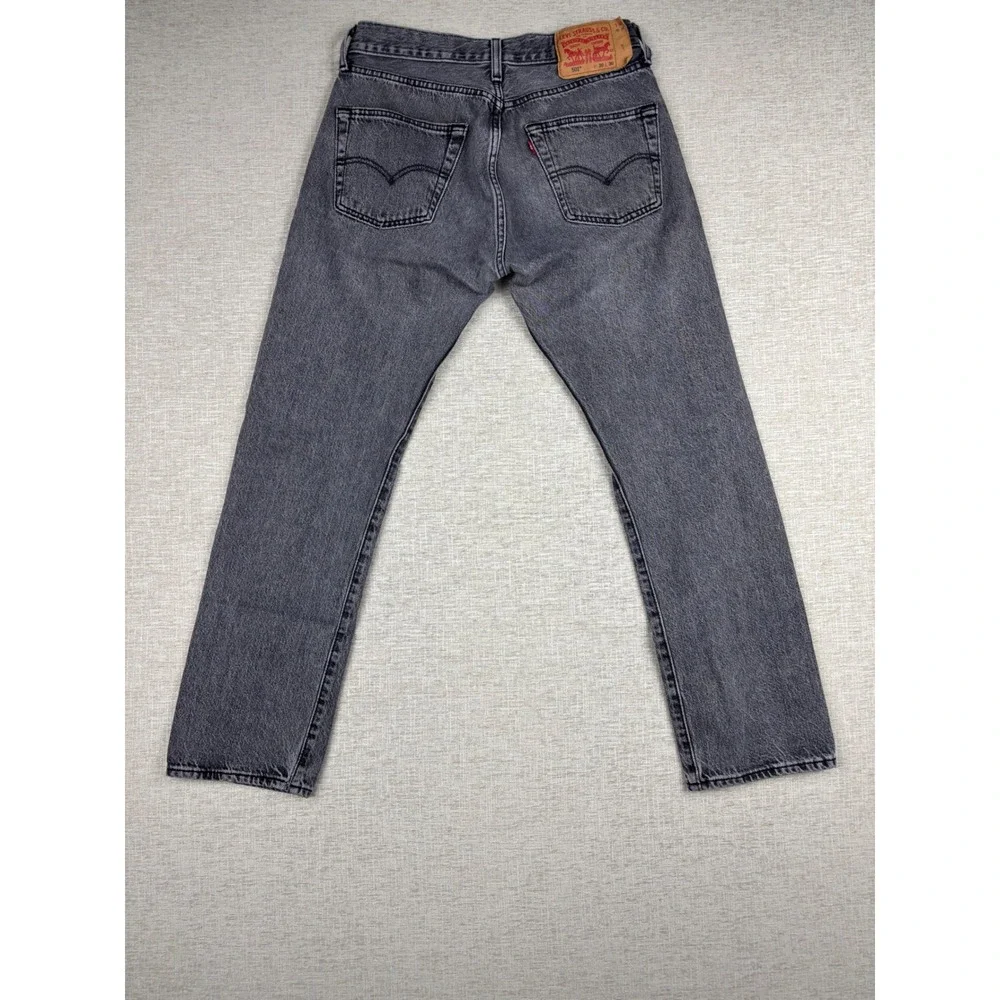 Levis 501 Mens 30x30 Jeans Grungy Stone Washed Grey Denim Honeycombing Fade
